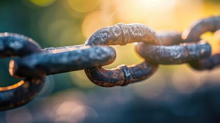 A broken chain link being repaired representing resilience and recovery