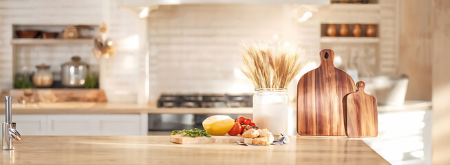 Kitchen background top counter interior wood blur home wooden empty room light white. Top kitchen product background desk modern window food display design texture tabletop restaurant board wall space