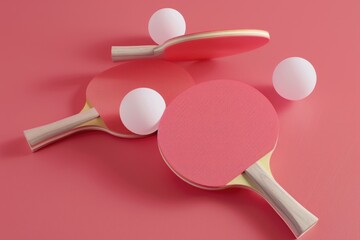 Wall Mural - Ping Pong Equipment on Pink Surface