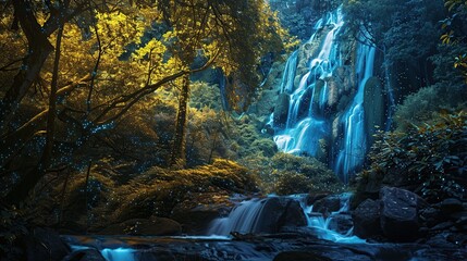 Wall Mural - Enchanted Waterfall in a Lush Forest