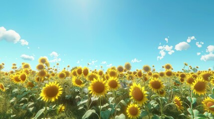 Wall Mural - A sunflower field with a clear blue sky