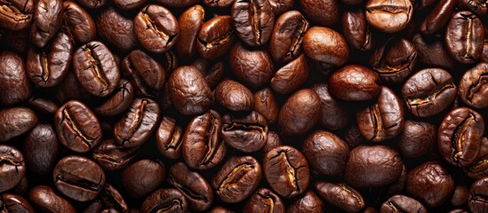 Canvas Print - Coffee beans that have been roasted can serve as a background in a copy space image.