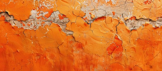 Wall Mural - Artistic banner featuring an abstract background created from the texture of orange decorative plaster or concrete, designed to include copy space image.