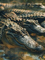 Wall Mural - Alligators in body of water