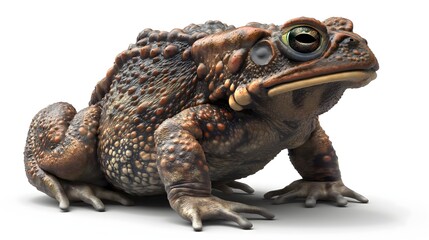 Wall Mural - 1. Render a detailed and lifelike full-body illustration of a toad, capturing its rugged skin texture and distinctive features, isolated on a transparent background for a seamless white background
