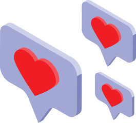 Canvas Print - Social media marketing concept, red hearts flying out of speech bubbles, showing online engagement and approval