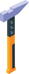 Geologist hammer standing on white background, isometric view