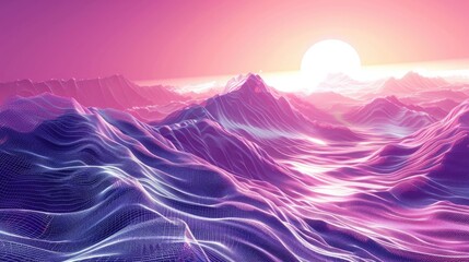 Wall Mural - Pink Neon Abstract background with the landscape. Generative Ai