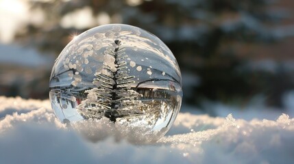 Sticker - Wintery Reflection in a Glass Orb