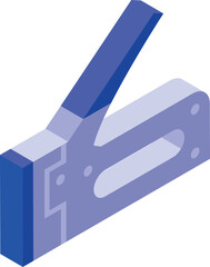 Blue construction stapler isometric illustration on white background depicting the concept of tools and construction