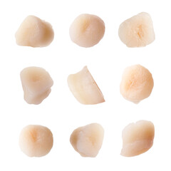 Wall Mural - Fresh scallops isolated on white, set. Seafood
