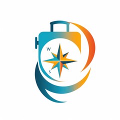 Wall Mural - Compass and Suitcase Icon: Travel and Direction