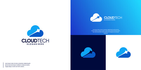 Wall Mural - cloud server logo, digital data storage, vector graphic design.