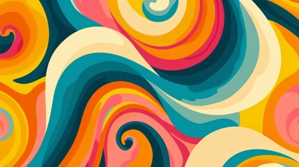 Abstract colorful swirling pattern background with a vibrant and dynamic design, retro vintage style, background, wallpaper