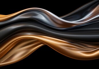 Flowing abstract waves of gold and black