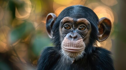 Intense Gaze: Portrait of a Majestic Chimpanzee