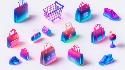Wall Mural - icons set for shopping