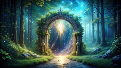Magical portal opening to mythical creature world , fantasy, siblings, adventure, portal, magic, mythical, creatures