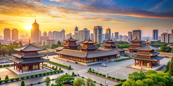 Ancient Chinese capital city of Chang'an with iconic temples and palaces, Chang'an, China, ancient