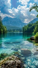 Wall Mural - Lake, Slovenia, 4k wallpaper - generative ai