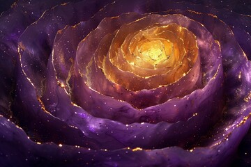 Wall Mural - Purple And Gold Rose Close Up