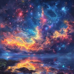 an abstract illustration depicting merging with infinity or spirituality.