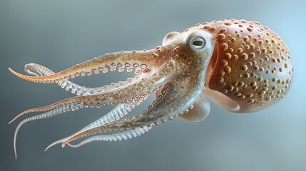 2. Produce a high-resolution illustration of a squid, featuring its full body against a transparent backdrop, highlighting its mantle, arms, and tentacles in intricate detail suitable for scientific
