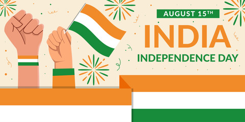 Wall Mural - india independence day horizontal banner illustration