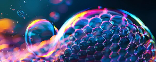 Wall Mural - Abstract iridescent soap bubbles