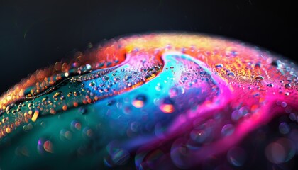 Wall Mural - Abstract Macro of Water Droplets with Rainbow Shimmer