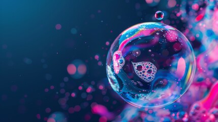 Wall Mural - Abstract Bubble with Blue and Pink Background