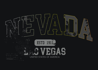 Wall Mural - grunge nevada College, graffiti slogan print with neon spray,Vintage typography college varsity nevada state slogan print for tee t shirt or sweatshirt.eps8