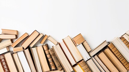 Wall Mural - Stack of books on white background. Education concept. Copy space.