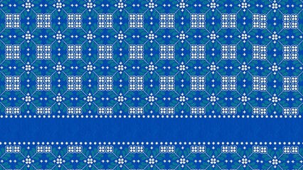 a blue and white pattern with a white and green design thai fabric pattern