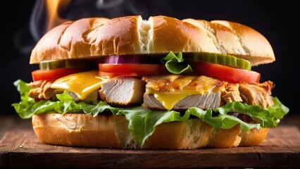 Sticker - Artisanal Chicken Sandwich with Fresh Vegetables and Artisan Cheese