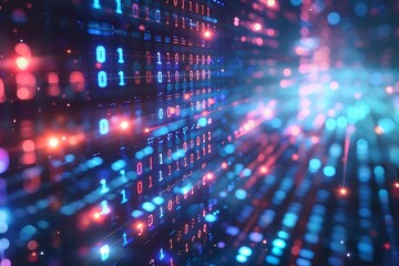 Wall Mural - Binary code abstract futuristic technology background.