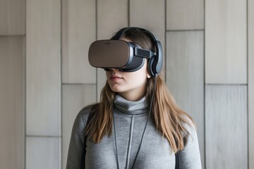 Wall Mural - Woman in VR glasses