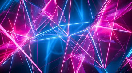 pink blue neon lines, geometric shapes, virtual space, ultraviolet light