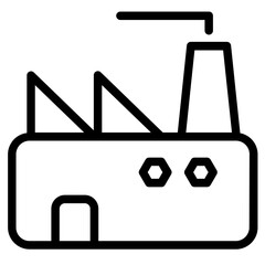 Sticker - Building Company Factory Line Icon