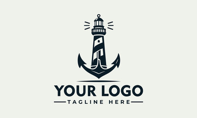 Canvas Print - Anchor Lighthouse Vector Logo Highlighting Navigation, Safety, and the Guiding Light of an Anchor Lighthouse Symbolize Direction, Hope, and the Unwavering Beacon of Anchor Lighthouses