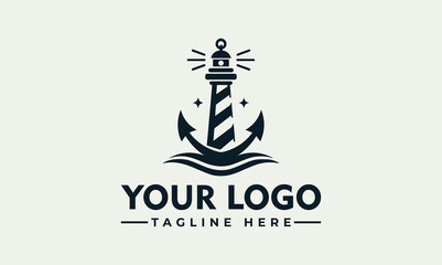 Poster - Anchor Lighthouse Vector Logo Highlighting Navigation, Safety, and the Guiding Light of an Anchor Lighthouse Symbolize Direction, Hope, and the Unwavering Beacon of Anchor Lighthouses