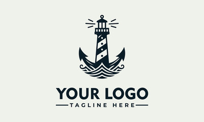 Canvas Print - Anchor Lighthouse Vector Logo Highlighting Navigation, Safety, and the Guiding Light of an Anchor Lighthouse Symbolize Direction, Hope, and the Unwavering Beacon of Anchor Lighthouses