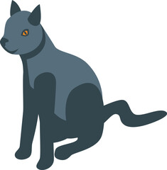 Sticker - Grey cat sitting with tail extended isometric icon for web design isolated on white background