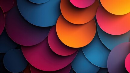 Poster - A colorful abstract design of circles in various shades of blue, purple, orange