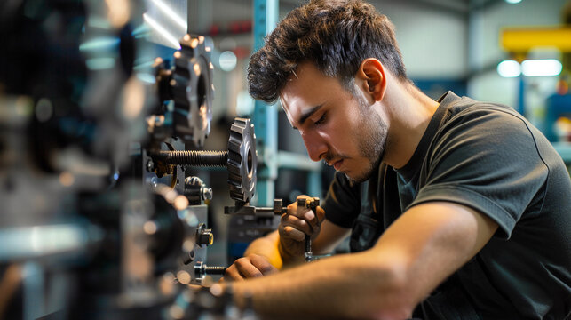 The engineer is calibrating the torque settings on assembly tools.