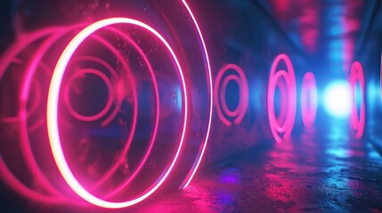 Fototapete - A neon sign with a pink and blue glow