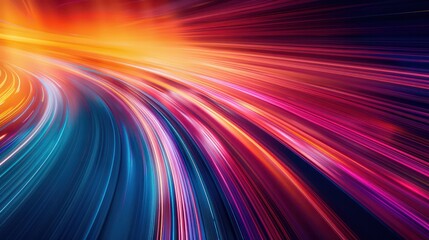 Fototapete - A colorful, abstract image of a rainbow with a bright orange stripe