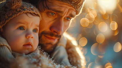 Poster - portrait of father and baby