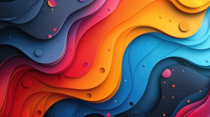 Poster - A colorful, abstract painting with a blue and orange wave