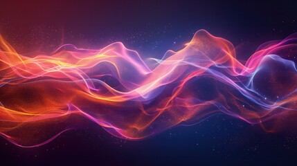 Fototapete - A colorful wave of light with a blue background